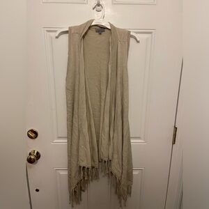 Tan fringe long vest